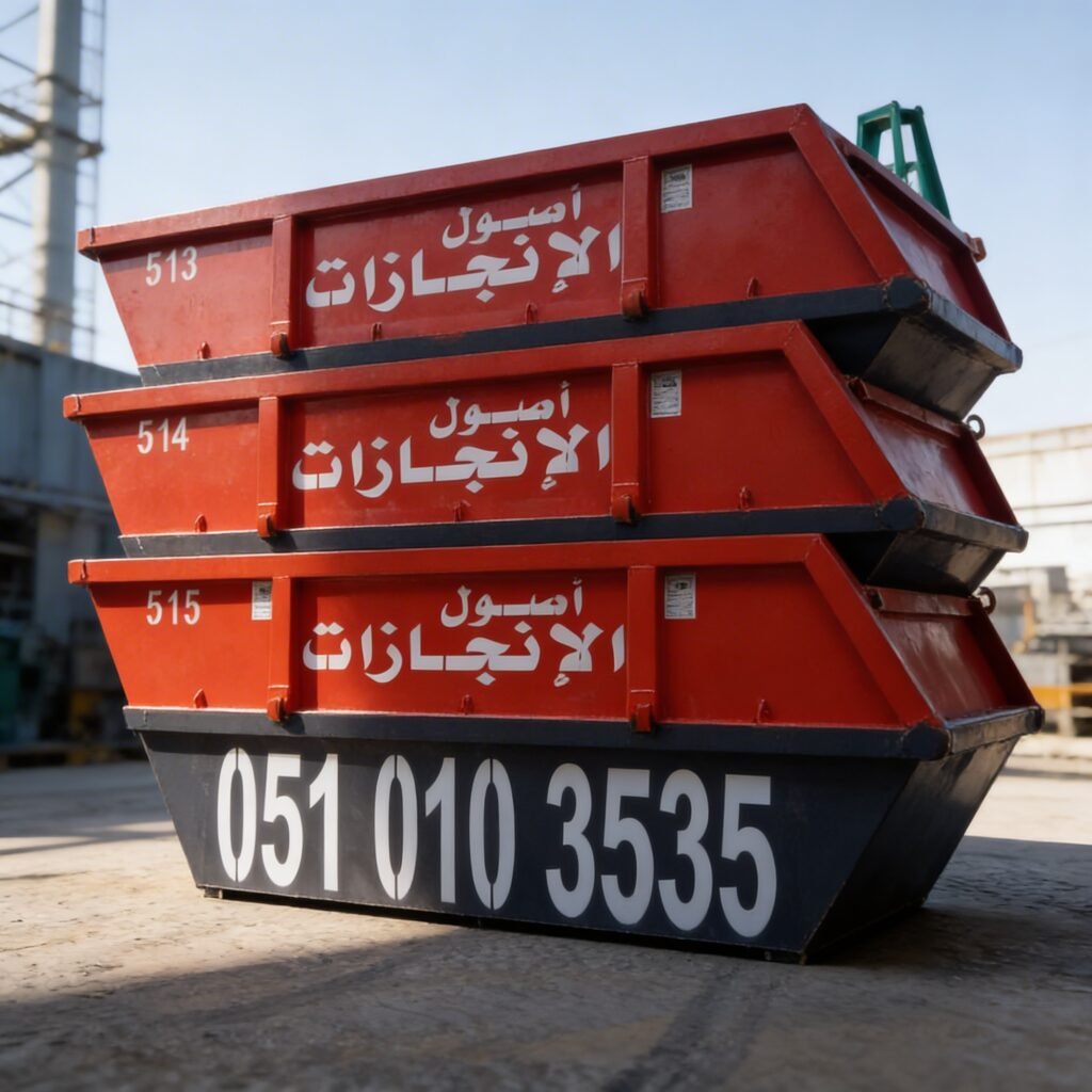 حاوية نفايات سعة 10 يارد للإيجار في الرياض السعودية لمخلفات الترميم